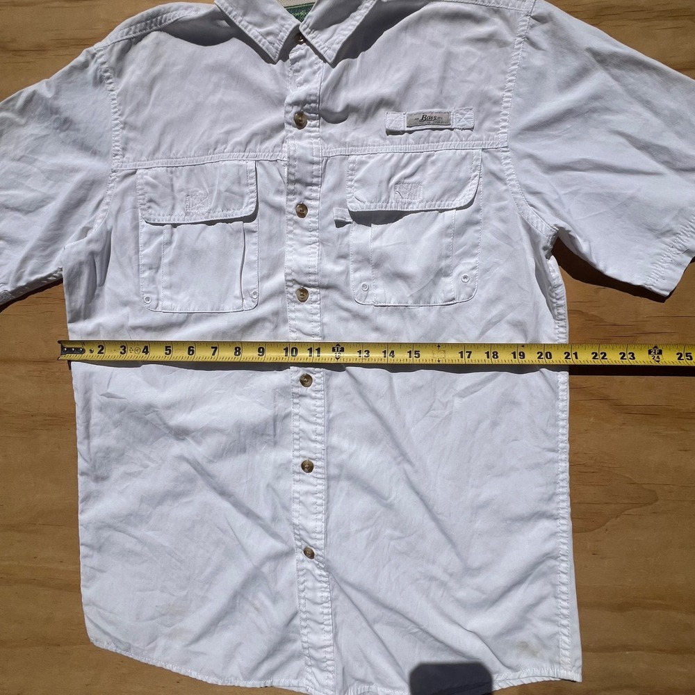GH Bass Explorer Mens Small White Fishing Shirt Short Sleeve Ripstop Ventilated